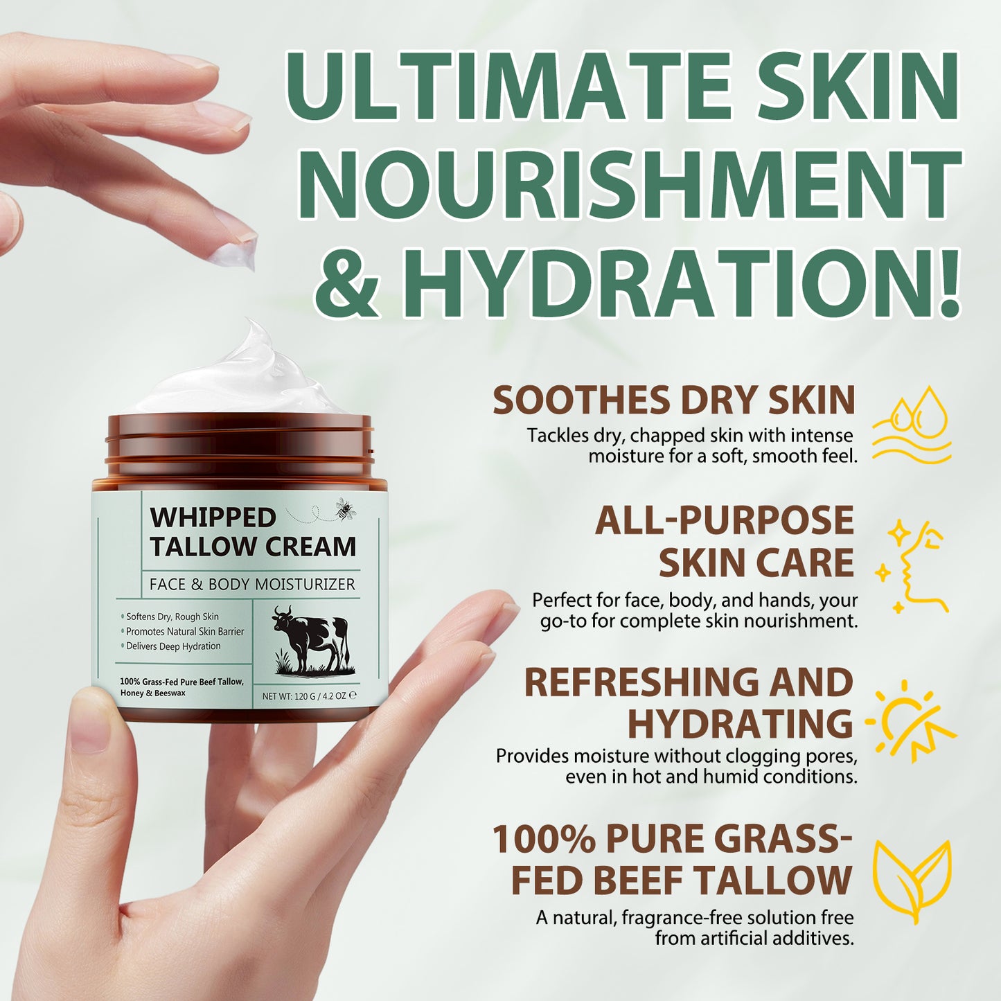Beef Tallow, Honey, & Beeswax Moisturizer
